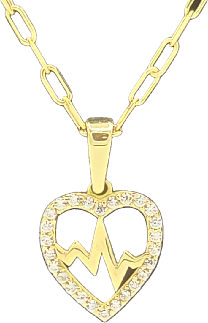 Dije Corazón con Latido & Cadena Clip Oro 10k 50 cm Joyería Gold Digger Panamá