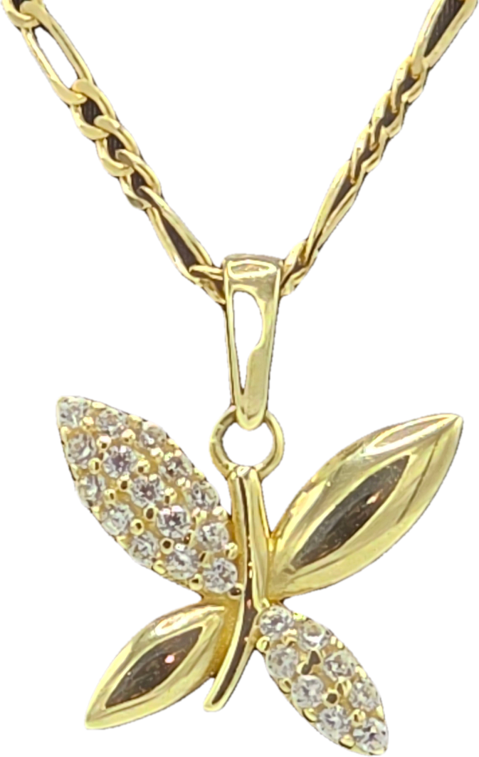 Dije Mariposa & Cadena Figaro Oro 10k 50 cm Joyería Gold Digger Panamá