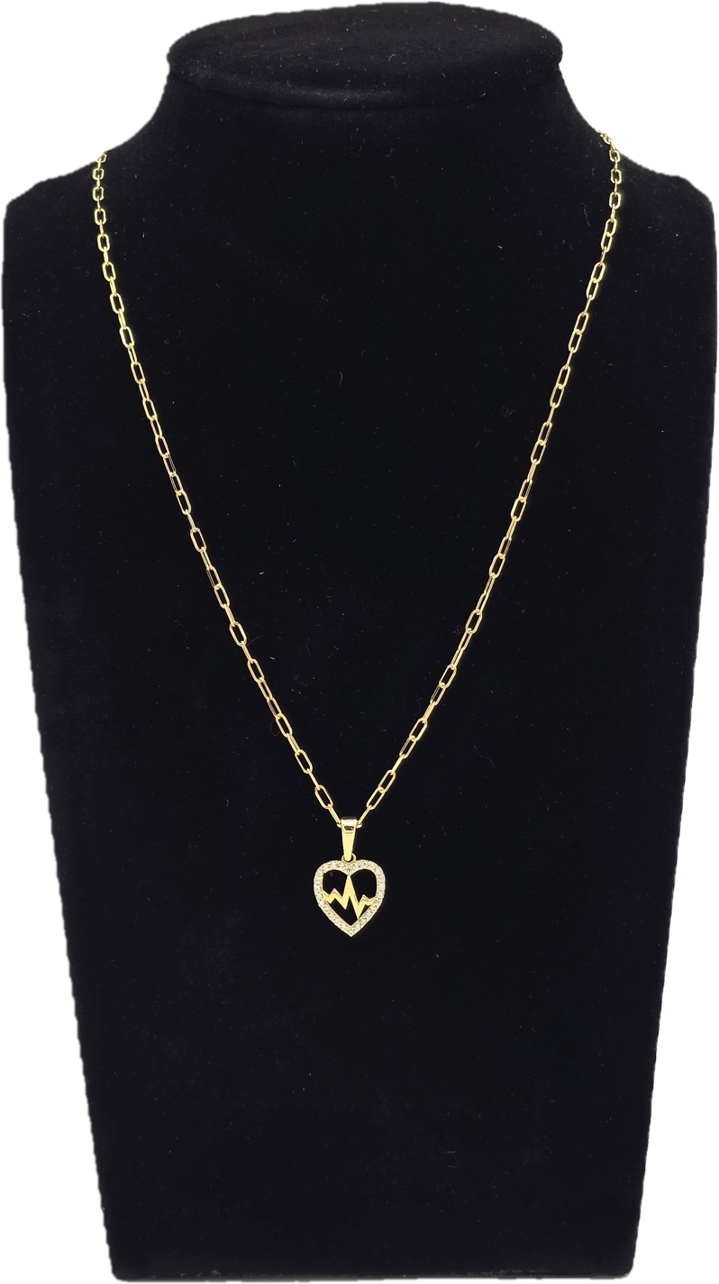 Dije Corazón con Latido & Cadena Clip Oro 10k 50 cm Joyería Gold Digger Panamá
