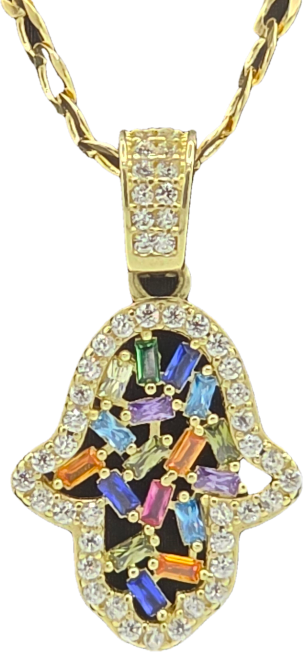 Dije Mano de Fátima & Cadena Cubana Oro 10k 60 cm Joyería Gold Digger Panamá