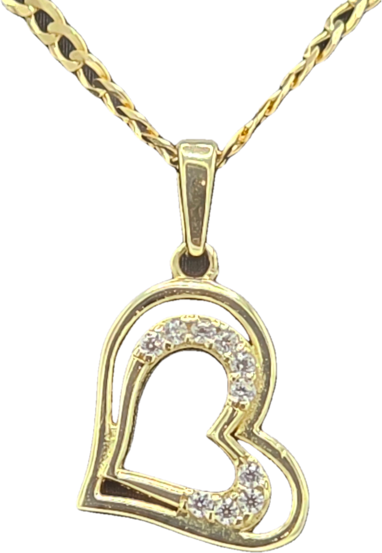 Dije Corazón Doble & Cadena Cubana Oro 10k 45 cm Joyería Gold Digger Panamá