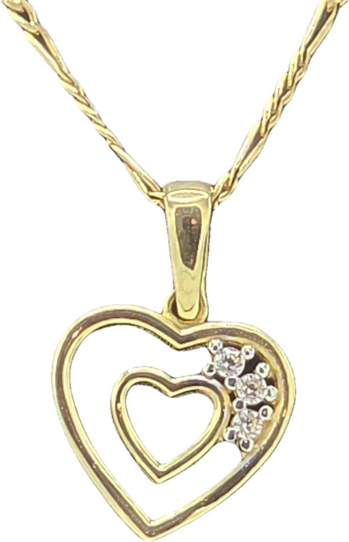 Dije Corazón Doble & Cadena Figaro Oro 10k 50 cm Joyería Gold Digger Panamá